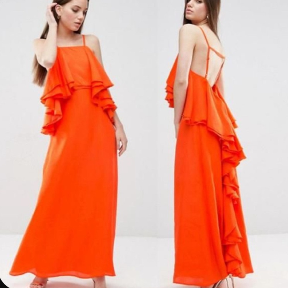 ASOS Ruffle Waterfall Soft Maxi Dress